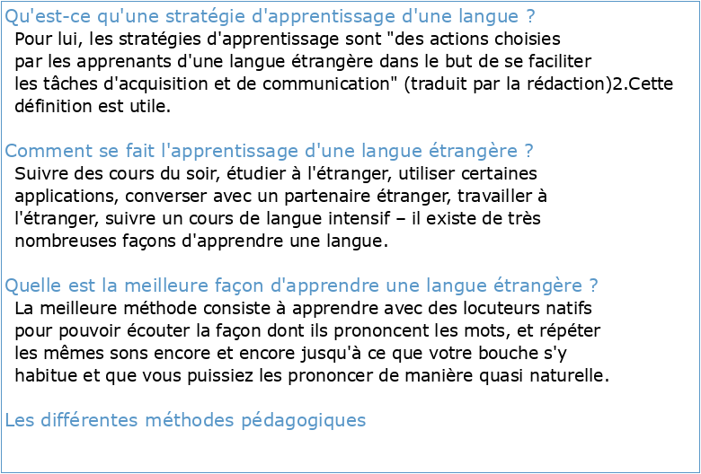 M1 Didactique des langues étrangères Stratégies d’apprentissage