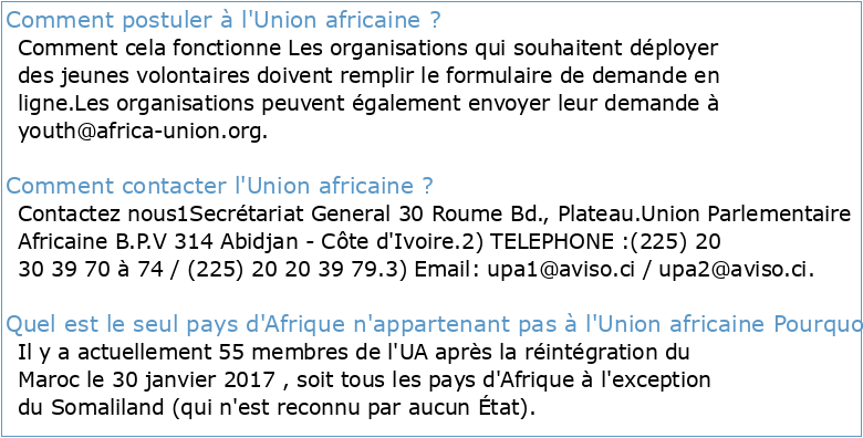 Appels à candidatures à l'Union Africaine