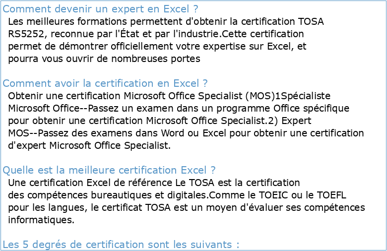 Formation Excel Visez la certification Microsoft Expert