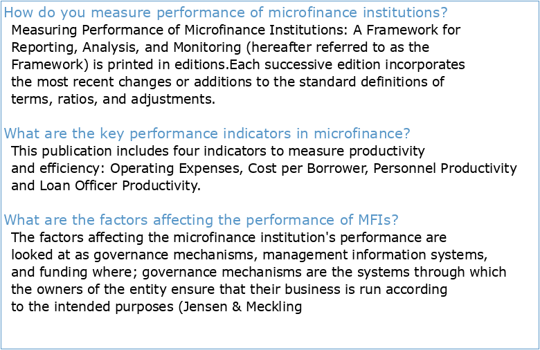 Performance evaluation of microfinance institutions (MFIs)