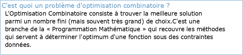 Optimisation combinatoire 1 concepts fondamentaux