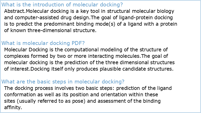 An Introduction to Molecular Docking