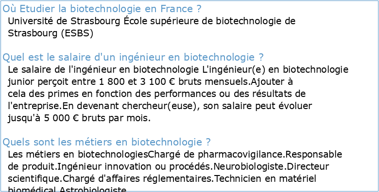 La recherche en biotechnologies en France