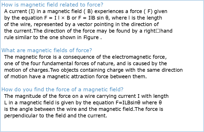 Chapter 27 – Magnetic Fields and Forces