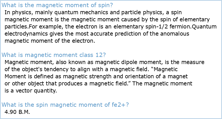 12 Magnetic moments Spin