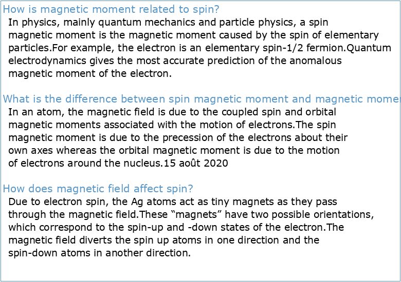 Magnetic Moments and Spin