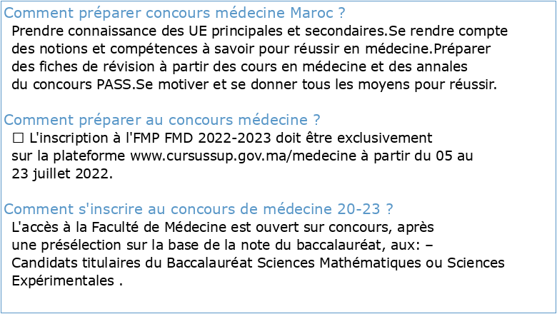 Livre préparation concours médecine Maroc