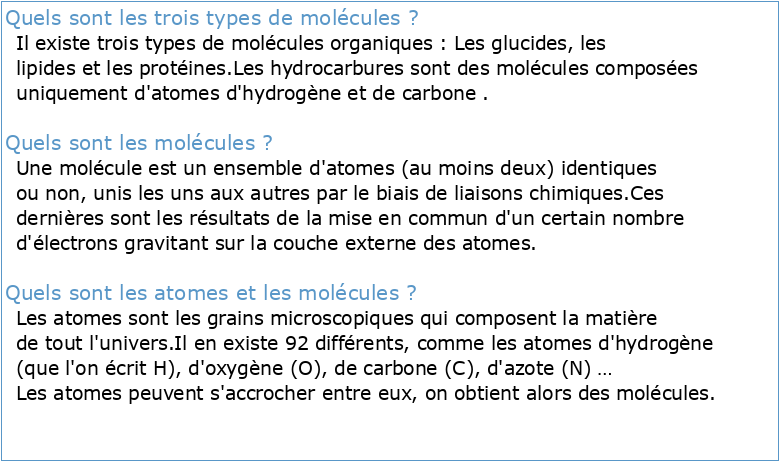 Leçon 3 : Les atmes et les molécules