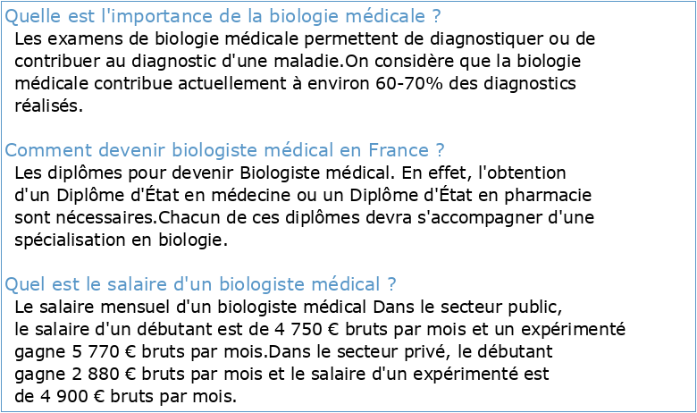 La biologie médicale en France : évolutions et enjeux