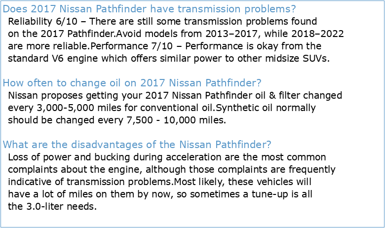 2017 Nissan Pathfinder  Owner's Manual and Maintenance