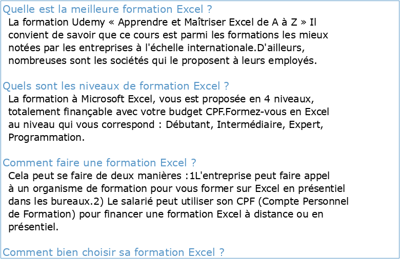 Initiation Excel – Formation et Certification
