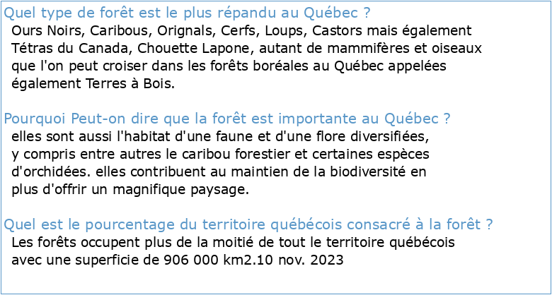 Le Québec forestier aujourd'hui