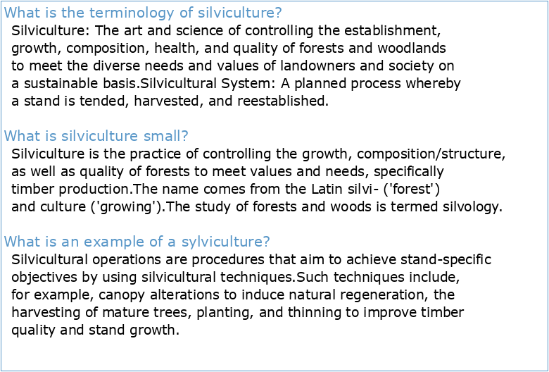 Silviculture Terminology White Paper