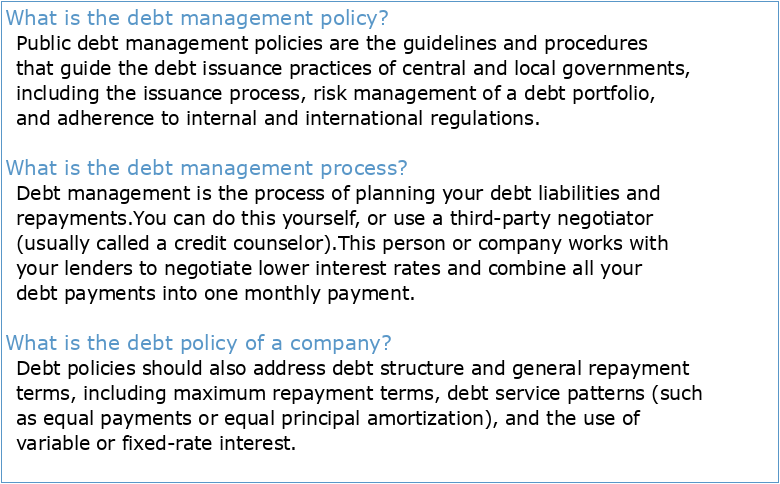 Debt Management Policy Policy/Procedure