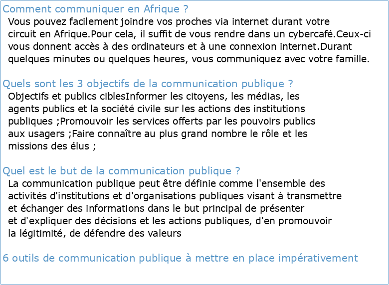 La communication publique en Afrique