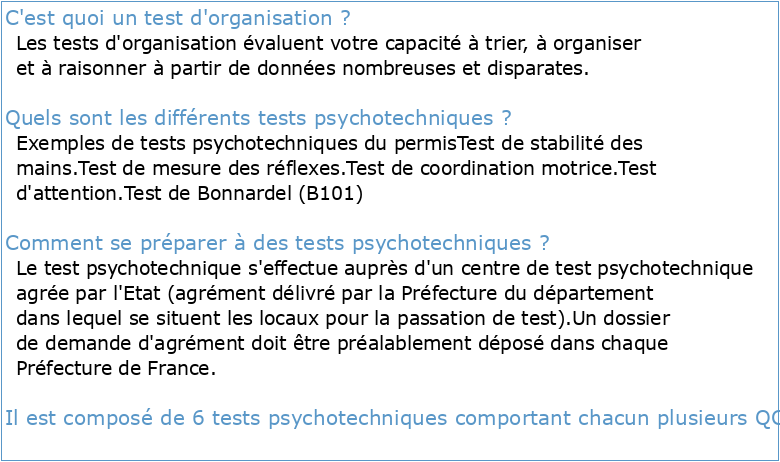 Tests psychotechniques : Aptitude logique attention organisation