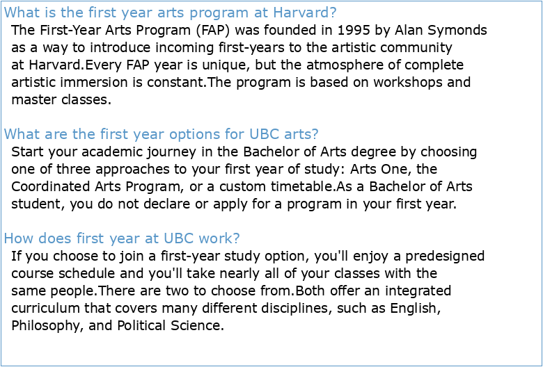 A First-Year Arts