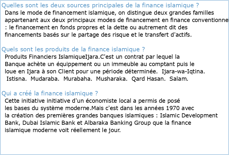 Chapitre I :la notion de la finance islamique