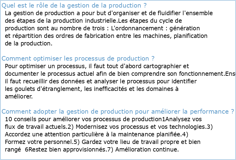 la gestion de la production et l'optimisation de la distributionpdf