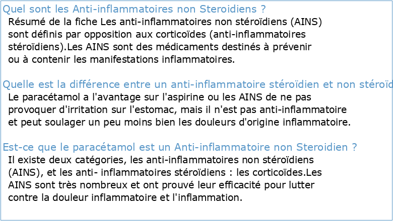 Les anti-inflammatoires non stéroïdiens