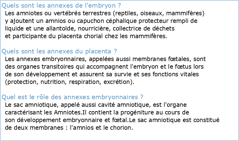 Cours Embryologie A1 Dr Djeffal S Chapitre 8 : Annexes
