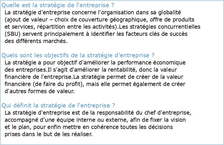 Université de Montréal La stratégie d'entreprise et la présence de