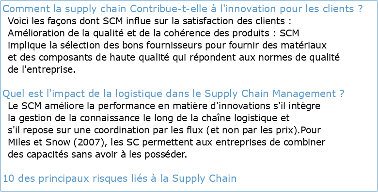 L'impact de la supply chain management sur la satisfaction client