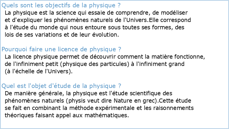 Licence Physique Objectifs