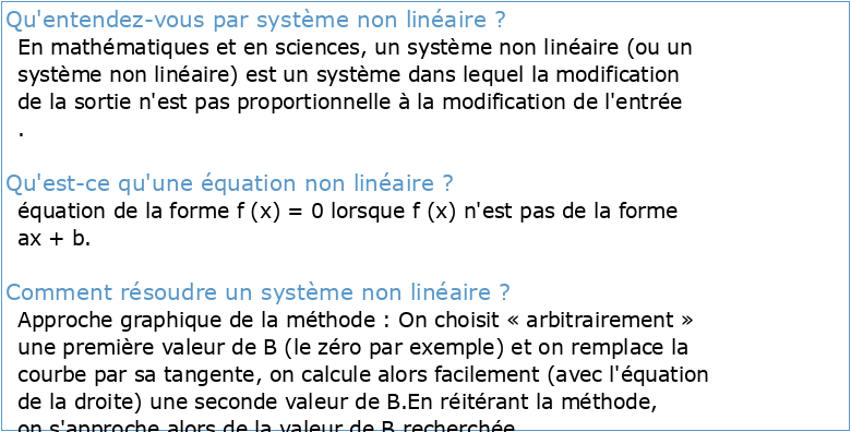 Introduction Système Non linéaire