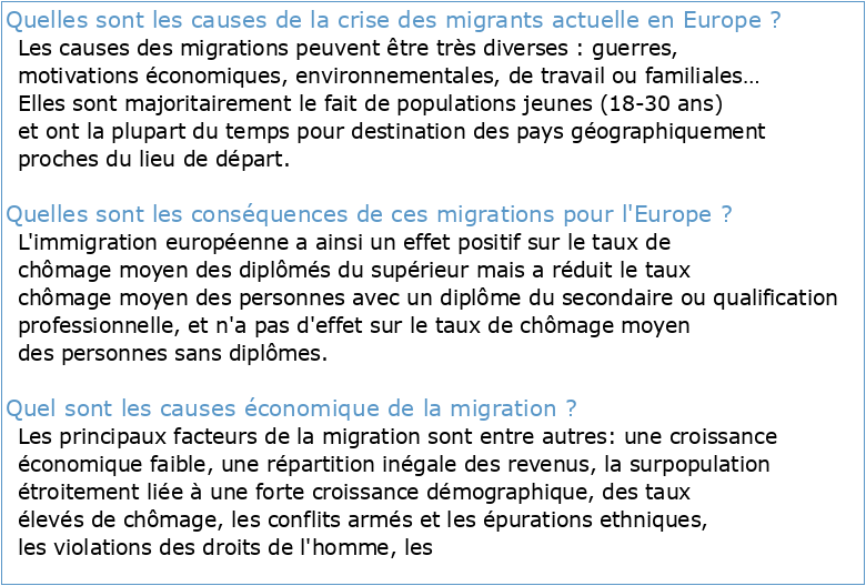 La migration et la crise économique dans l'Union européenne