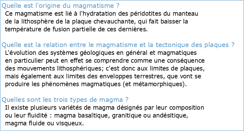 Magmatisme et géodynamique (1)
