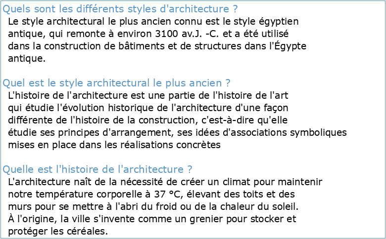 chronologie de l'evolution du style architectural
