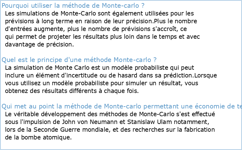 La méthode de Monte Carlo et ses applications