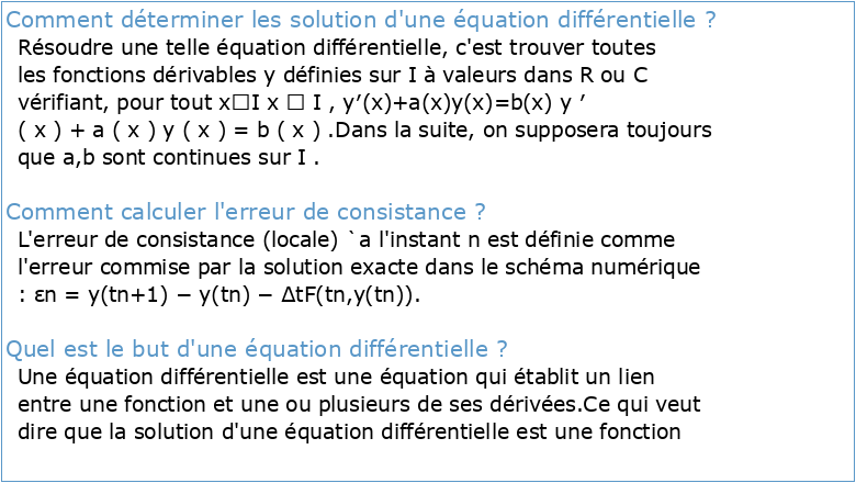 Approximation de solutions d'équations différentielles schémas