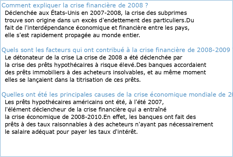 La crise économique et financière de 2008-2009 Vincent Dujardin