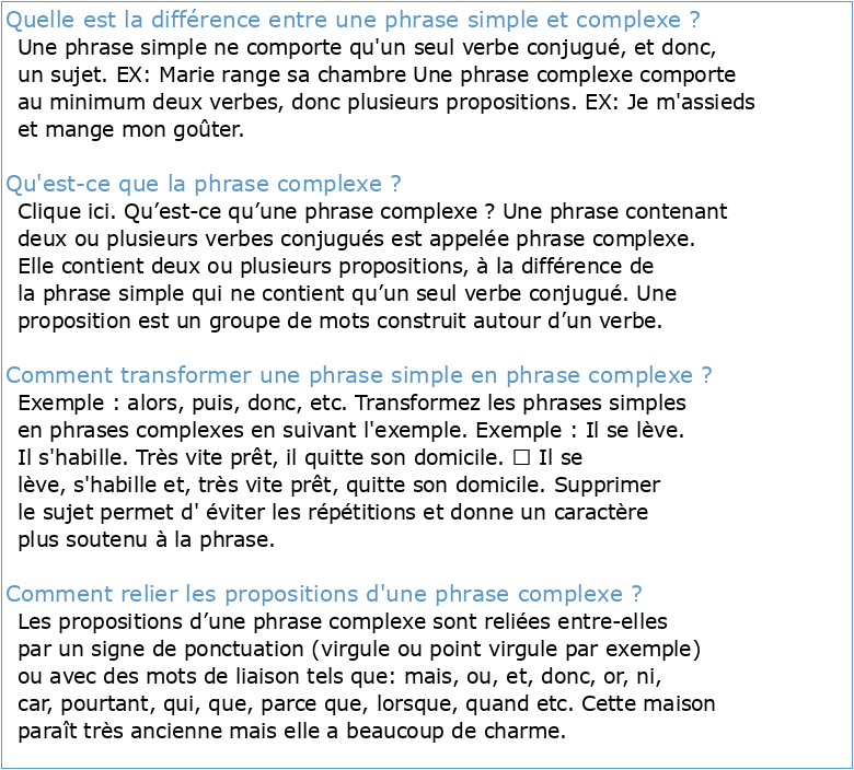 4ème Français Phrase simple et phrase complexe