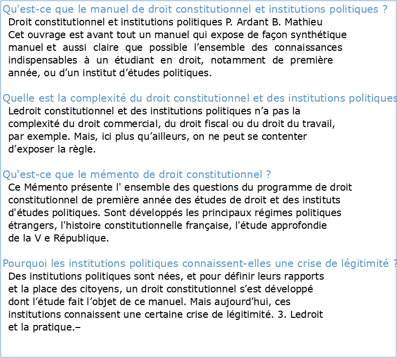 Droit constitutionnel et institutions politiques (partim 1 bloc 1
