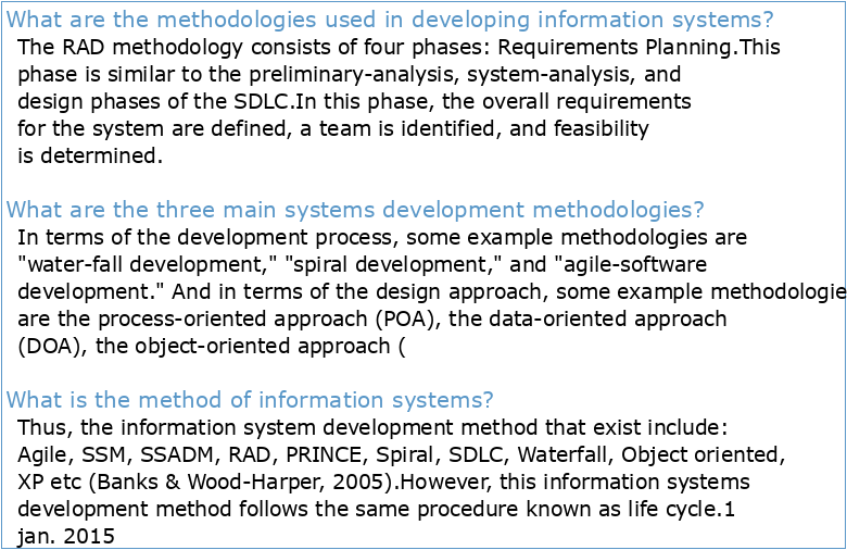 Methodologies for Developing Information Systems