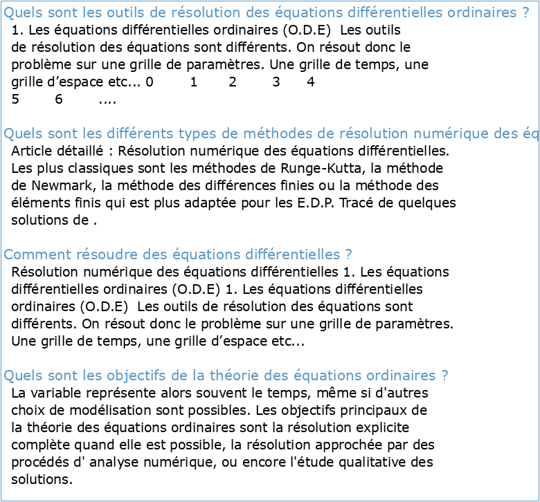 Résolution numérique des équations différentielles ordinaires (EDO)