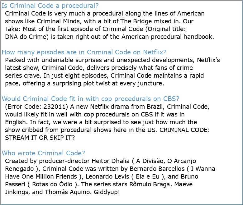 Criminal Code Code criminel
