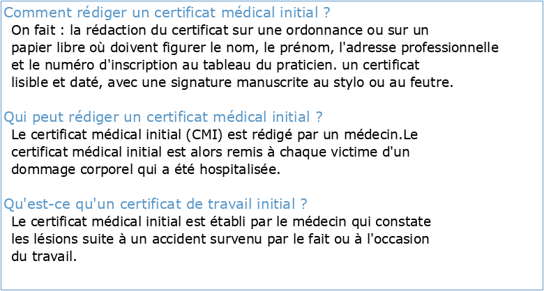 Modèle de certificat médical initial