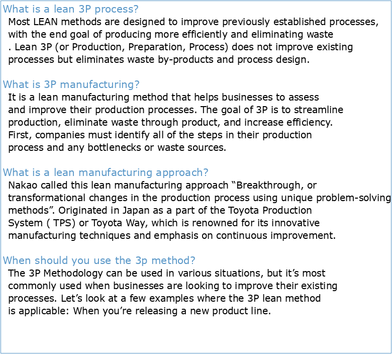 Lean Innovation et Méthode 3P