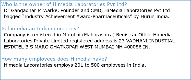 M/s Himedia Laboratories Pvt Ltd