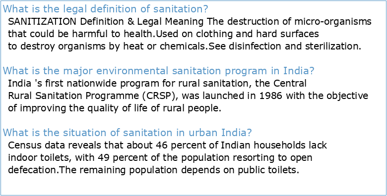 SANITATION PROGRAMME FOR MUNICIPALITIES WITH LESS THAN 10 000