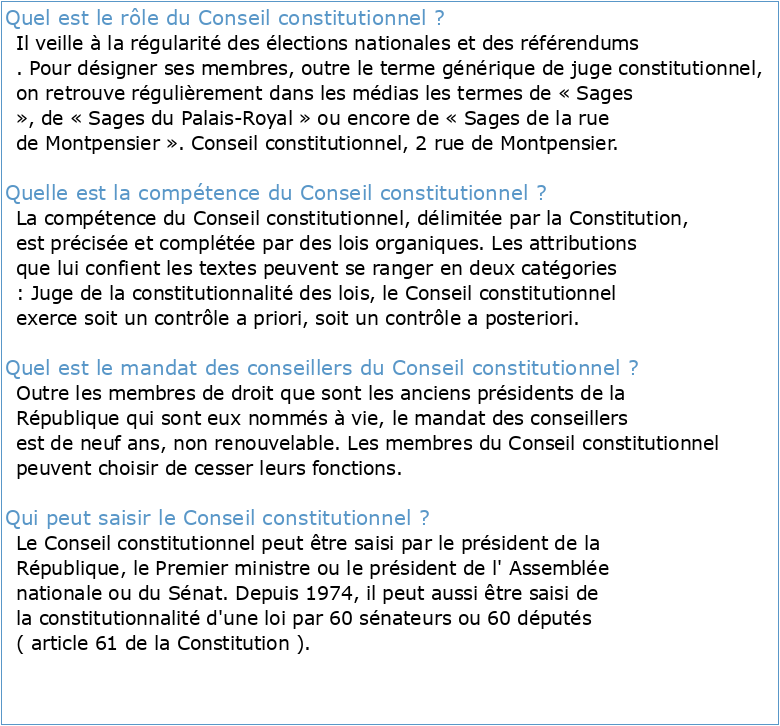 LE CONSEIL CONSTITUTIONNEL FRANÇAIS