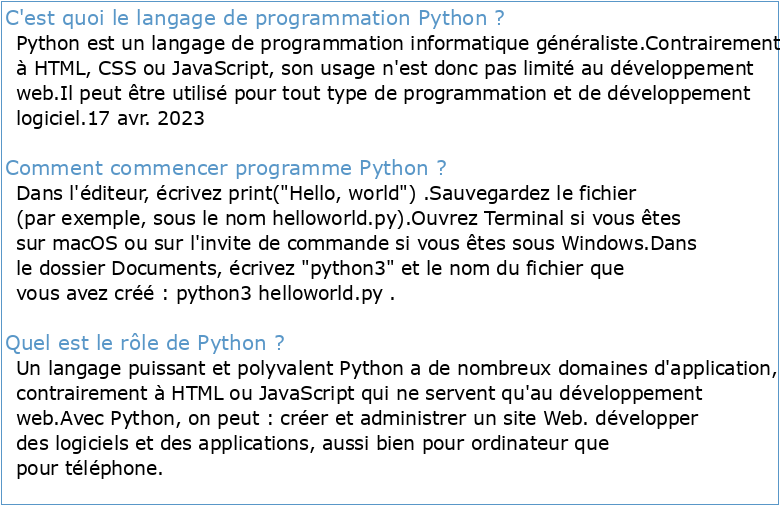 Introduction à la programmation en langage Python