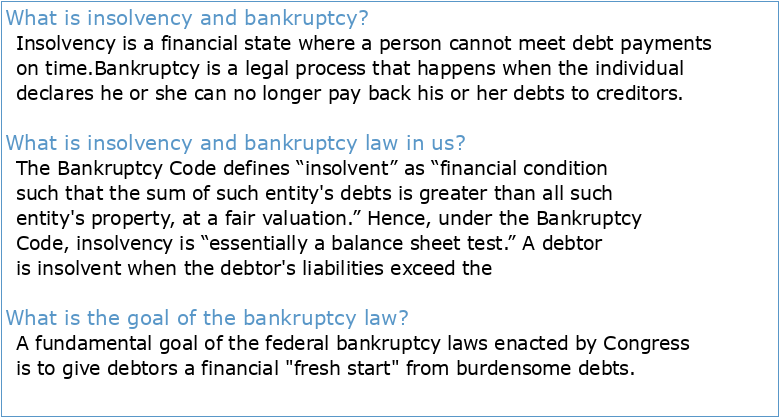 BANKRUPTCY AND INSOLVENCY ACT