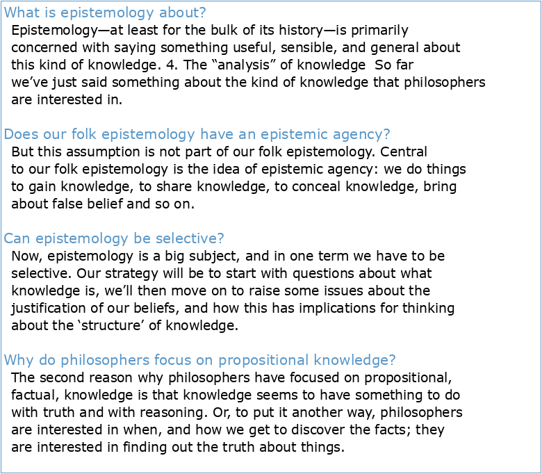 PHIL201 Knowledge and Reality Part A: Epistemology