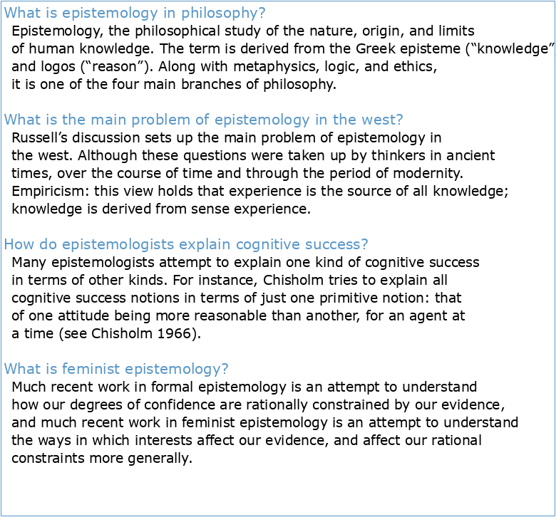 Notes on Epistemology