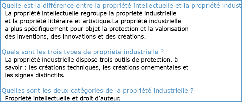 Propriété intellectuelle industrielle et commerciale